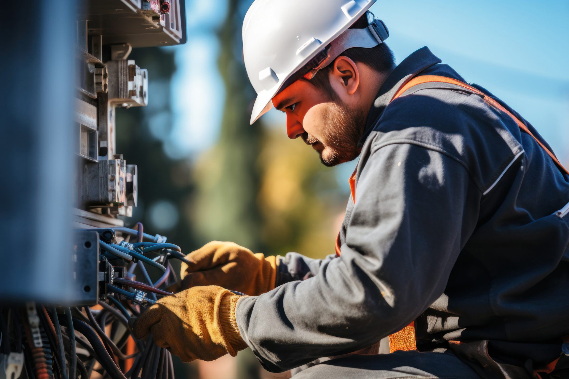 Image of a man working on new construction electrical
